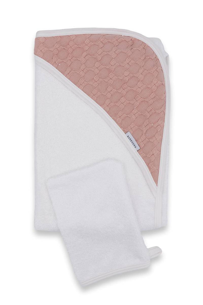 Bamboom Badcape Bamboe Badstof 75 bij 75cm Roze of Zand - BezigeBijtjes