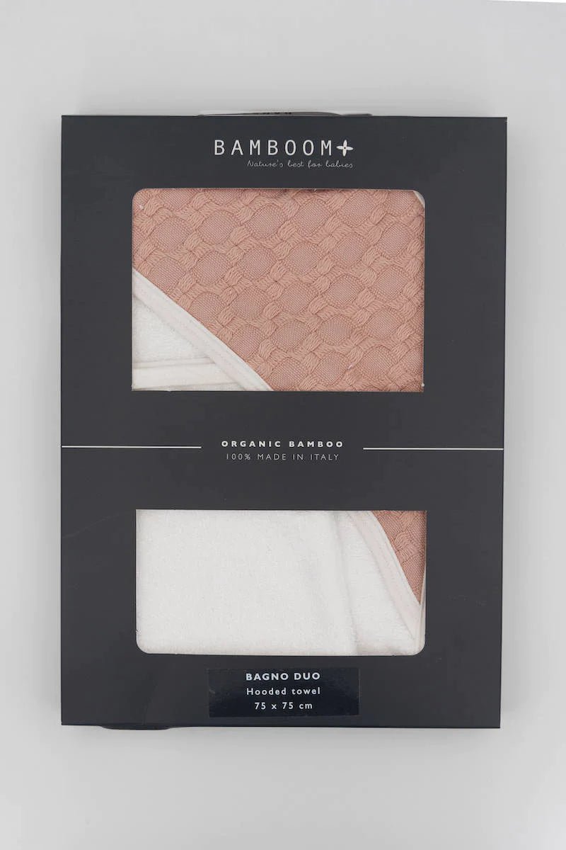 Bamboom Badcape Bamboe Badstof 75 bij 75cm Roze of Zand - BezigeBijtjes