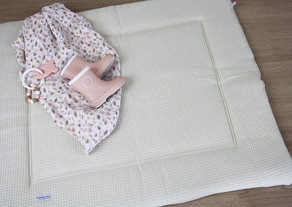 Bamboom Boxkleed - 80 x 100 cm - Soft Stone - Cream - Licht Grijs - BezigeBijtjes