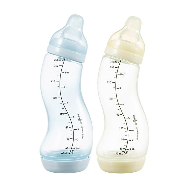 Difrax 2 stuks S-Babyflessen met Anti-colic - Blauw en Creme - 0 maanden - Double pack - BezigeBijtjes