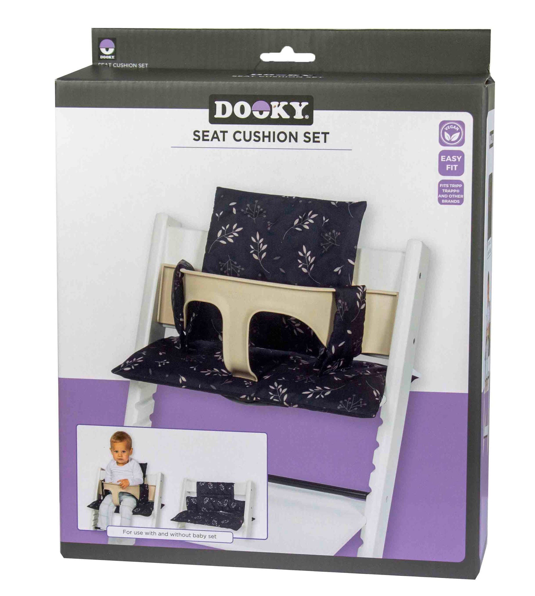 Dooky Cover Stoelverkleiner Tripp Trapp Stars Grey en Leaves Black - BezigeBijtjes