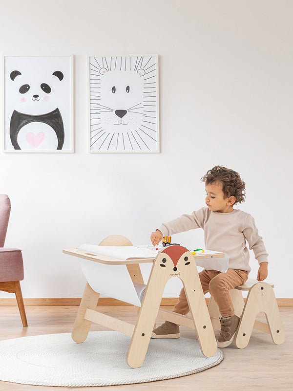 MamaToyz Houten Kleuterstet Vos (inclusief Krukje) - BezigeBijtjes