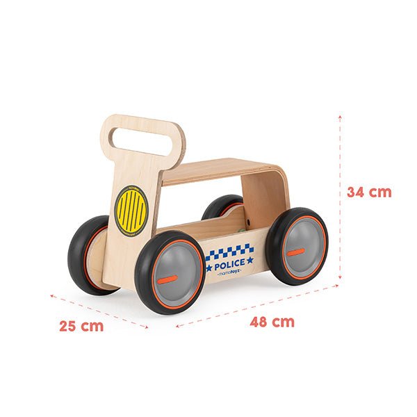 MamaToyz Houten Loopwagen Politie - BezigeBijtjes