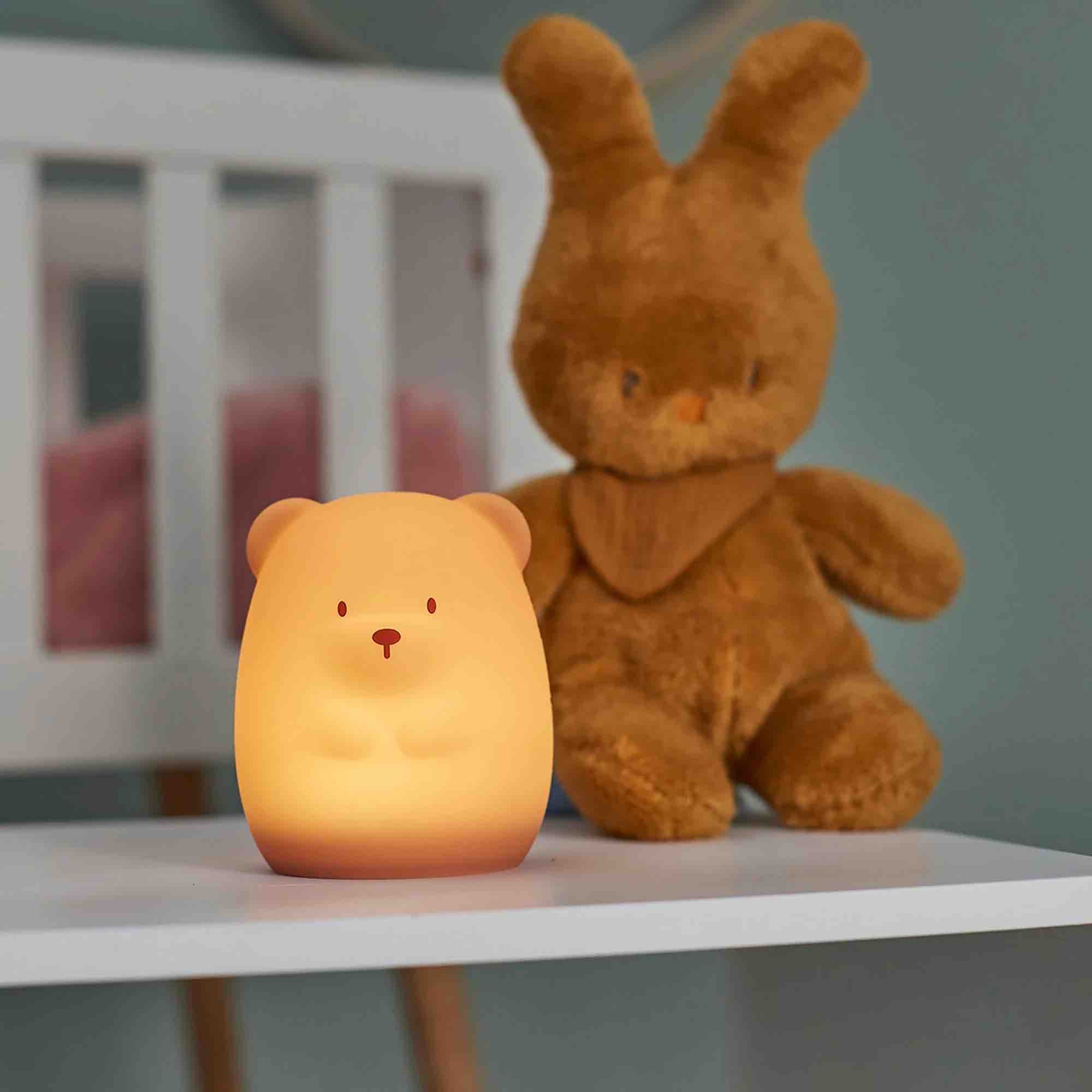 Nattou nachtlamp Beer Siliconen Bruin 11cm - BezigeBijtjes