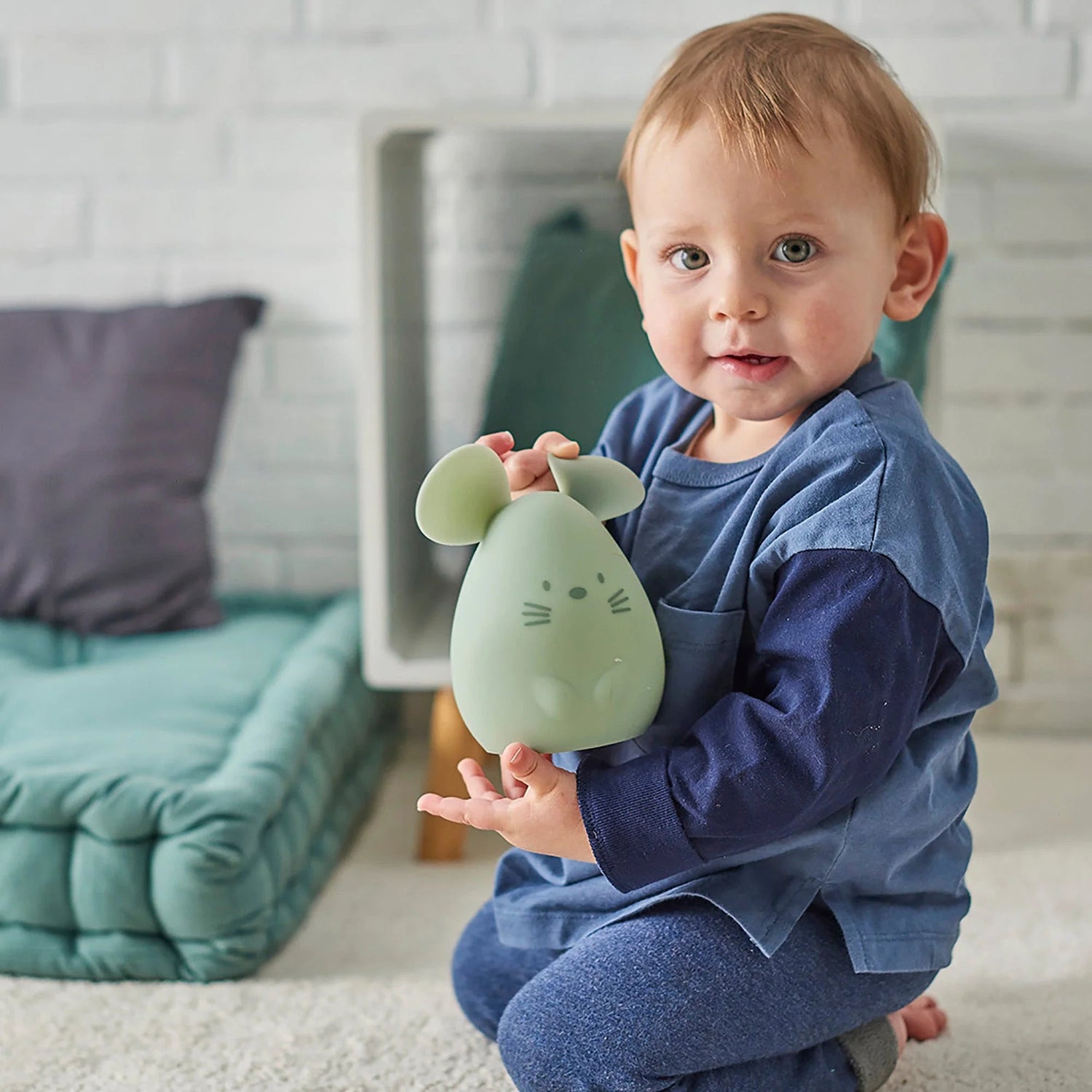Nattou nachtlamp Muis Siliconen Groen 11cm - BezigeBijtjes