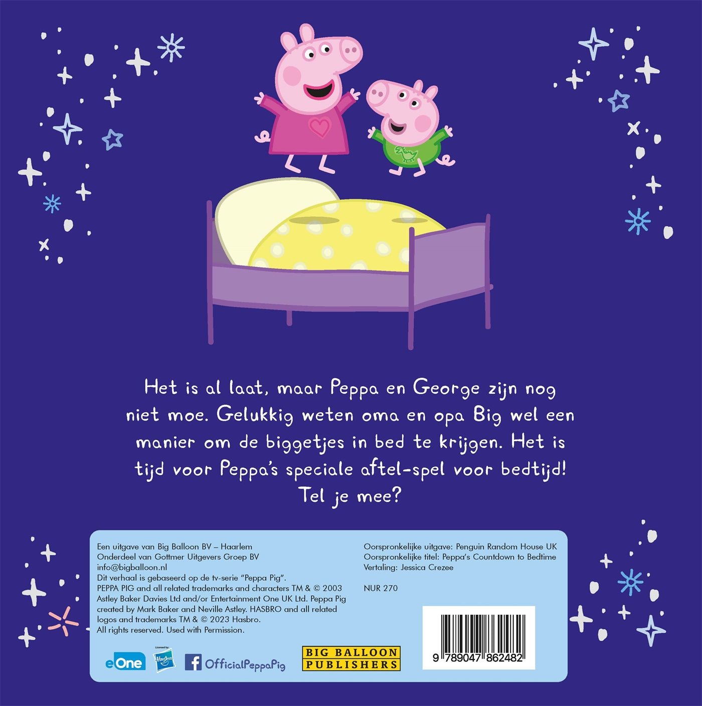 Prentenboek Hardcover - Peppa Pig - Bedtijd! Peppa, tel je mee? - Neville Astley - BezigeBijtjes