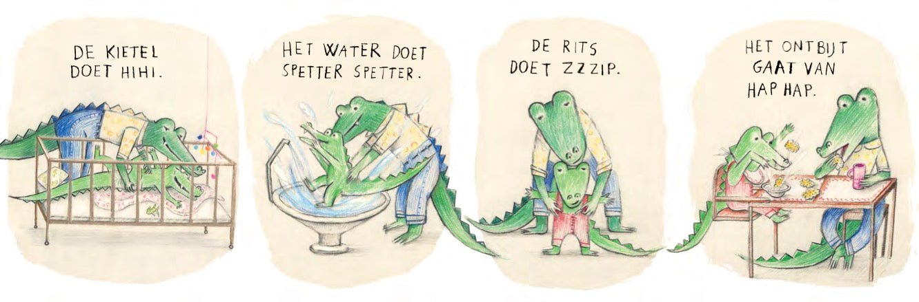 PrentenBoek Hardcover - Wat zegt de Kleine Krokodil op de Crèche - Eva Montanari - BezigeBijtjes