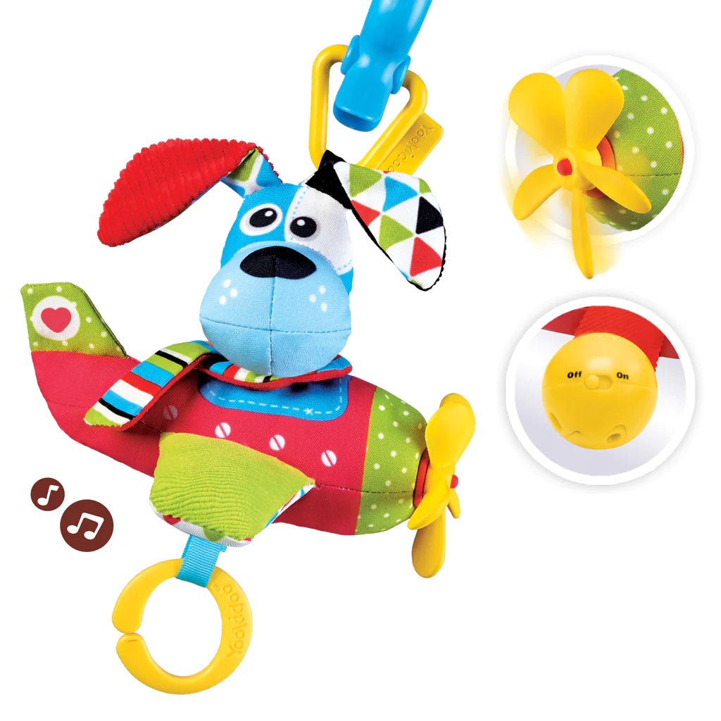 Yookidoo - Activiteiten Speelgoed Buggy-, Autostoel Speeltje - Hond in Vliegtuig - BezigeBijtjes